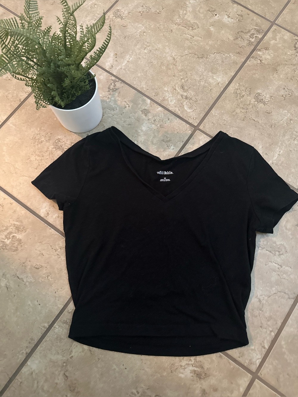 BLACK V NECK CROP TOP